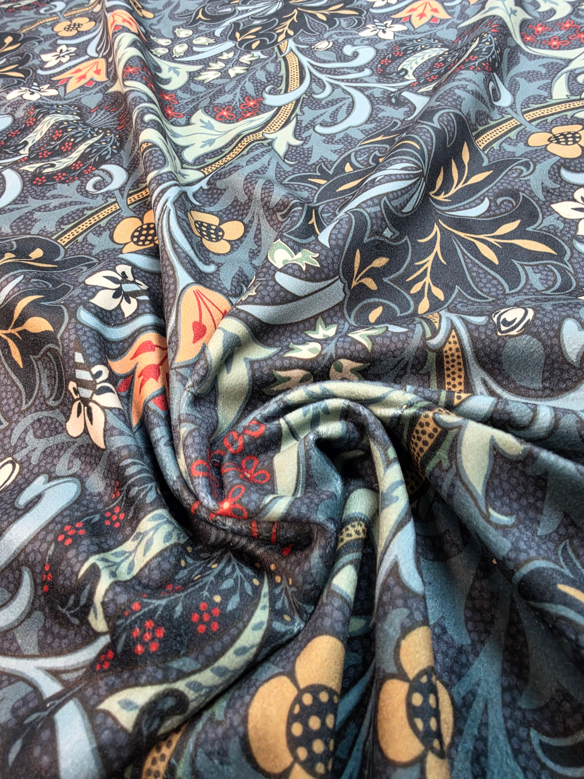 Chatham Glyn Golden Lily Ember Printed Velvet Upholstery Fabric