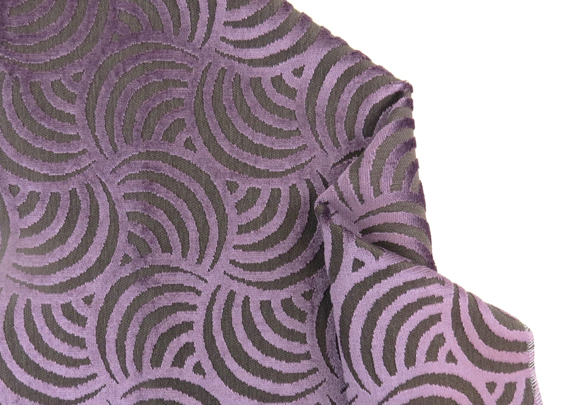 Retro Design Embossed Heavy Velvet Upholstery Fabric - Purple