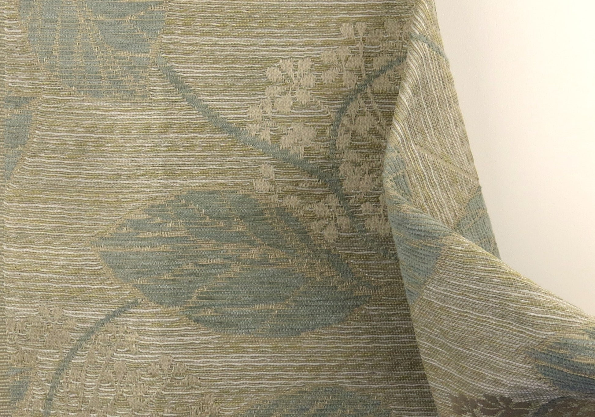 Natural Teal Heavy Weave Design Upholstery Fabric