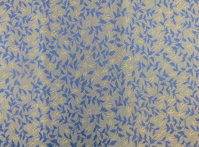 Brocade Leaf Design Upholstery Fabric - Blue - Soft Options upholstery trim