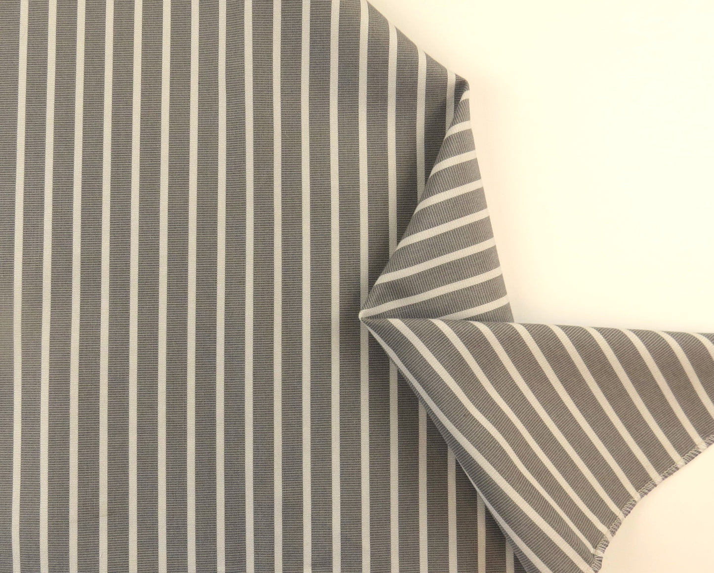 Striped Classic Linen Upholstery Fabric - Grey / Crem