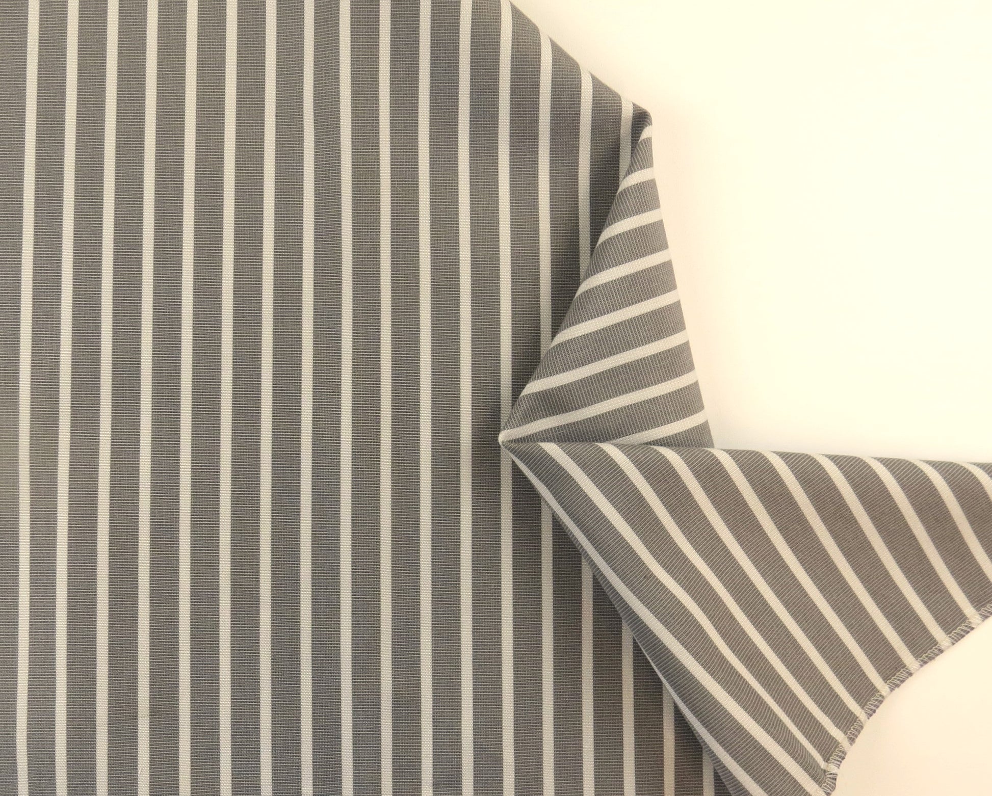 Striped Classic Linen Upholstery Fabric - Grey / Crem