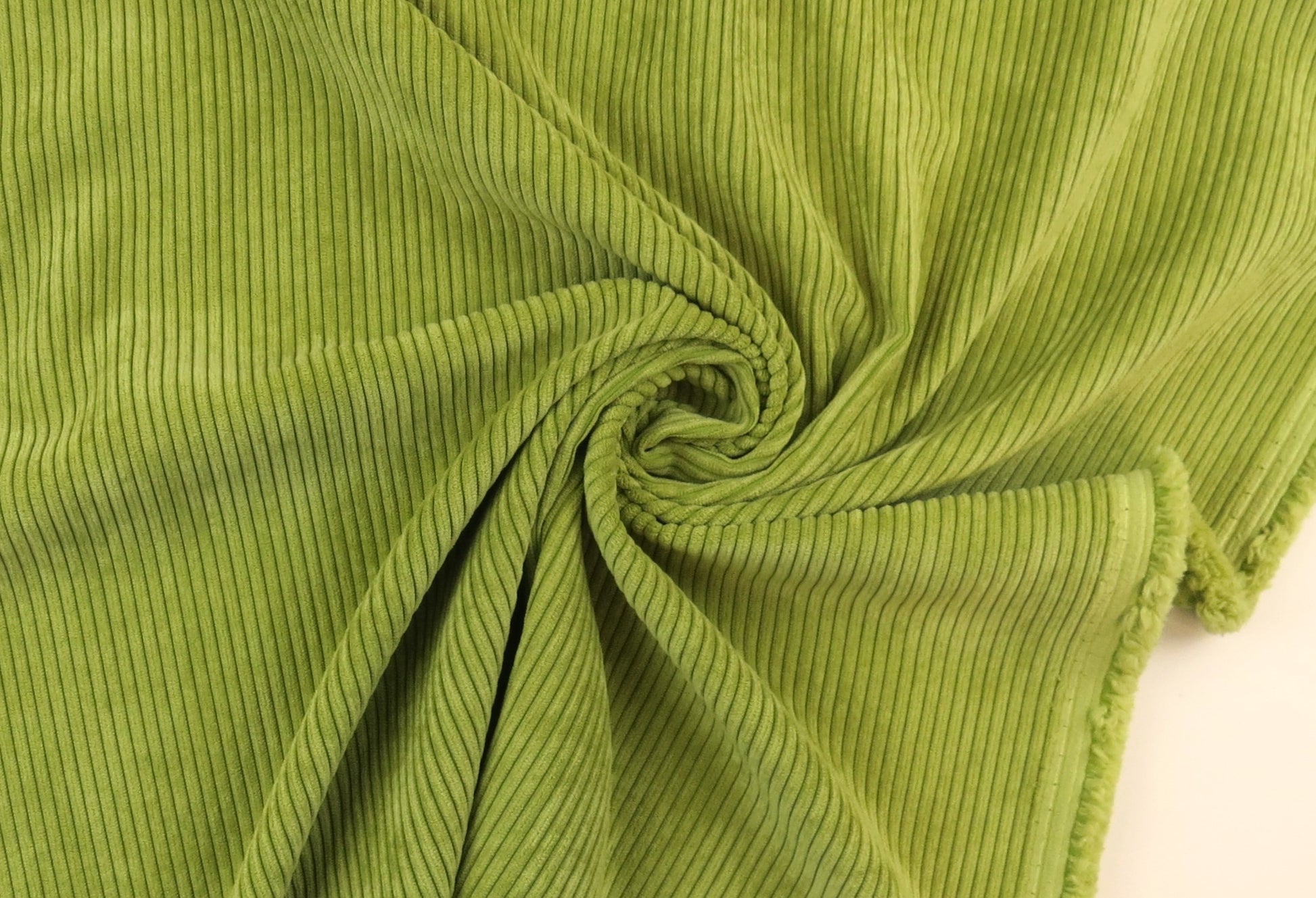 Self Pin Striped Velvet Upholstery Fabric - Lime