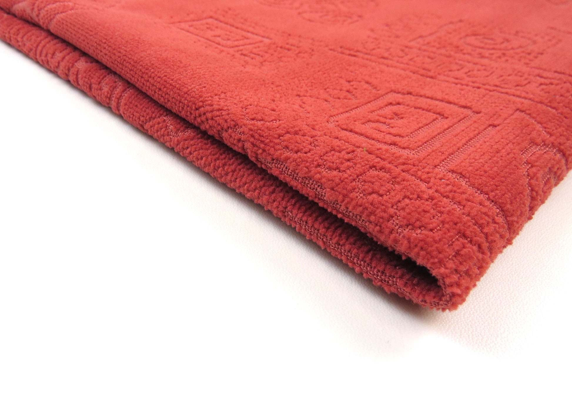 Terracotta Self Pattern Red Chenille Upholstery Fabric