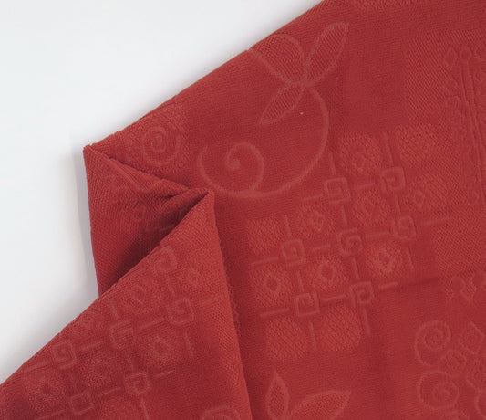Terracotta Self Pattern Red Chenille Upholstery Fabric