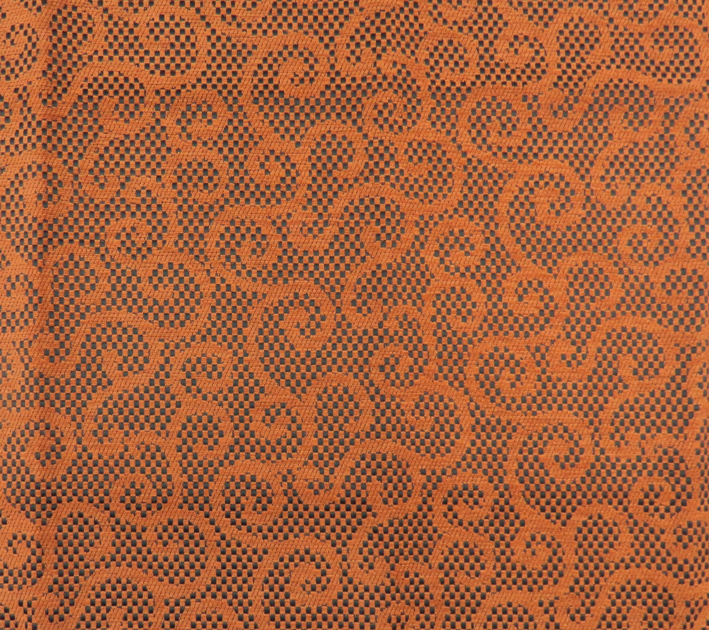 Terracotta Heavyweight Weave Scroll Design Upholstery Fabric - Orange - Soft Options upholstery trim