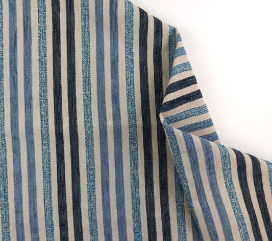Blue Shades Stripes Sea Shore Upholstery Fabric