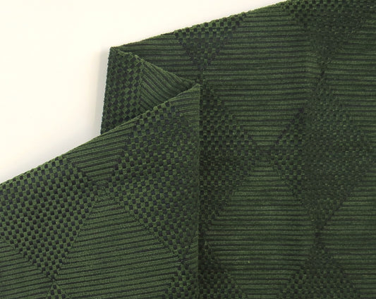 Heavy Contract Green Diamond Velvet Upholstery Fabric
