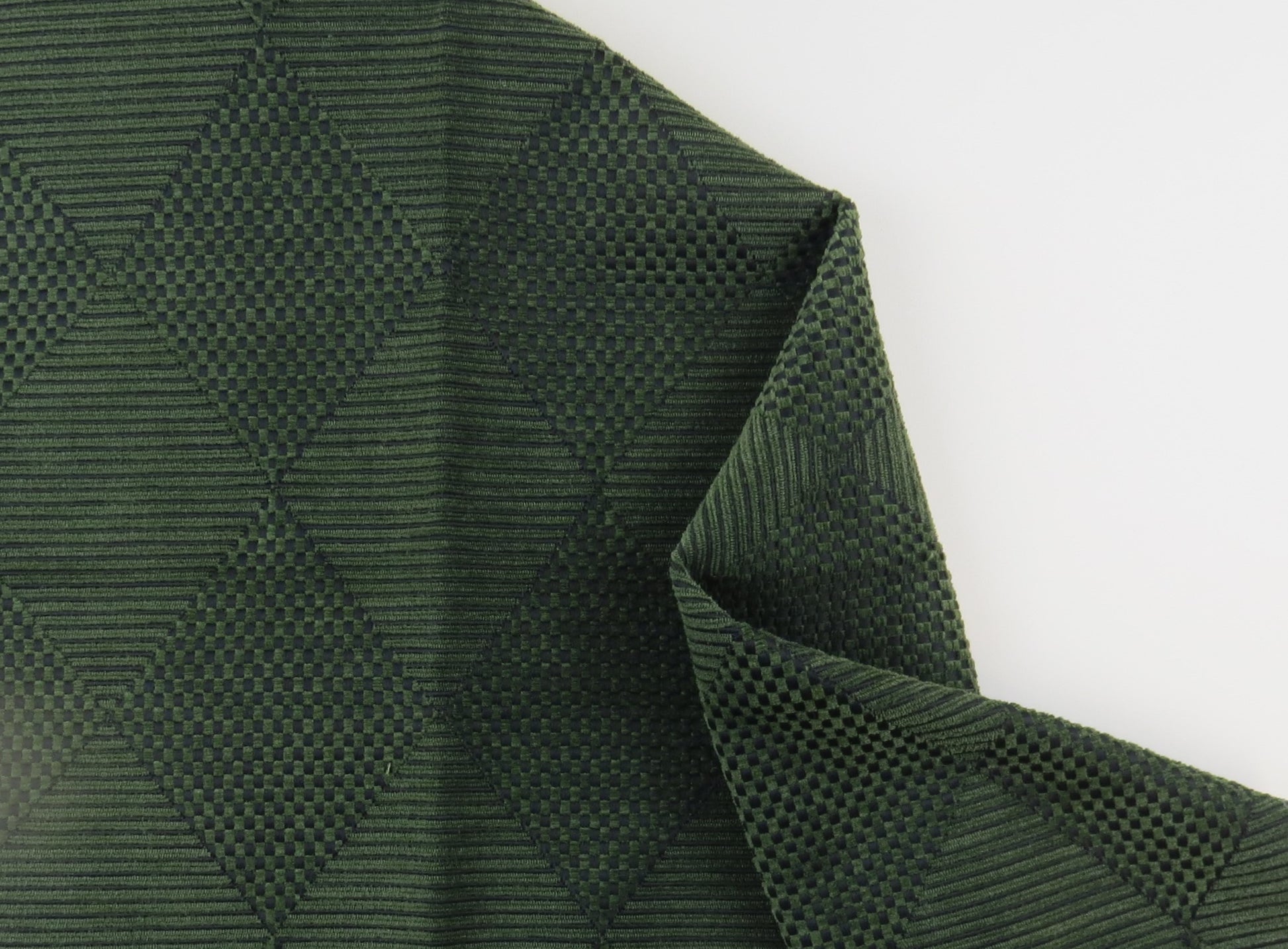 Contract Heavy Weave Self Pattern Diamond Upholstery Fabric - Green