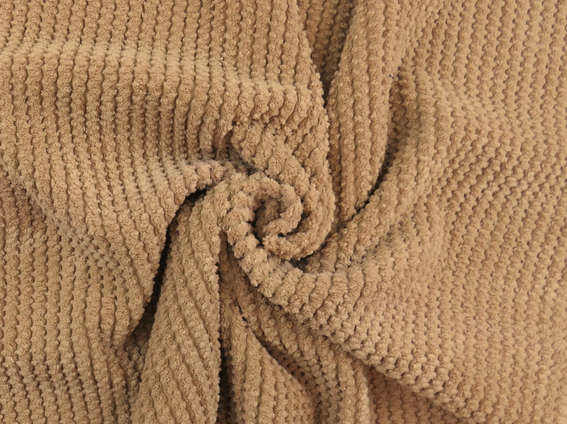 Ribbed Fawn Boucle Teddy Bear Upholstery Fabric
