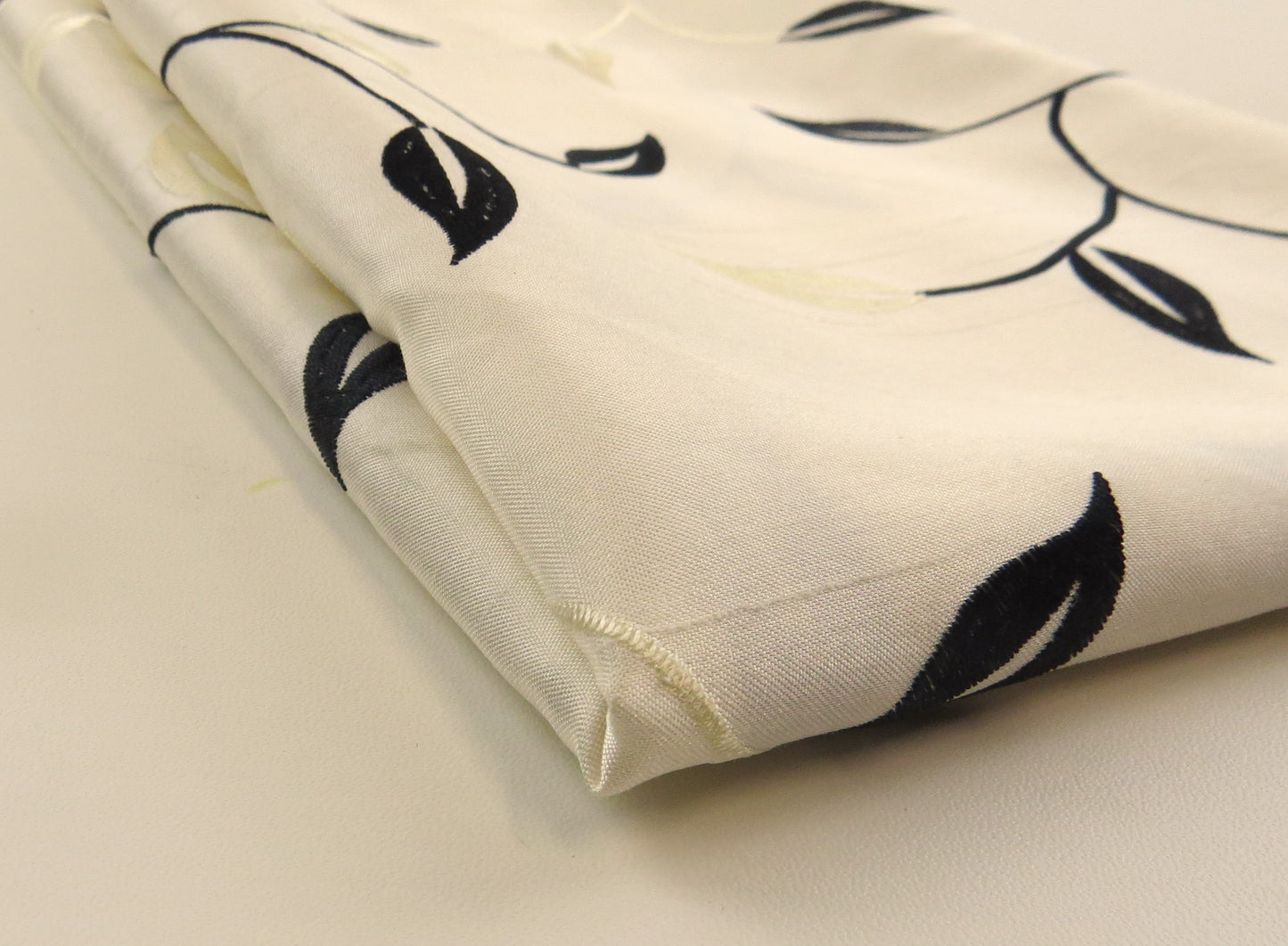 Black And White Floral Satin Brocade Upholstery Fabric
