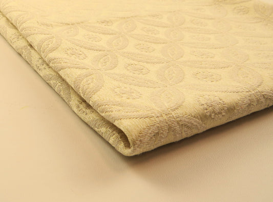 Traditional Cream Cirlcles Linen Upholstery Fabric - Soft Options upholstery trim