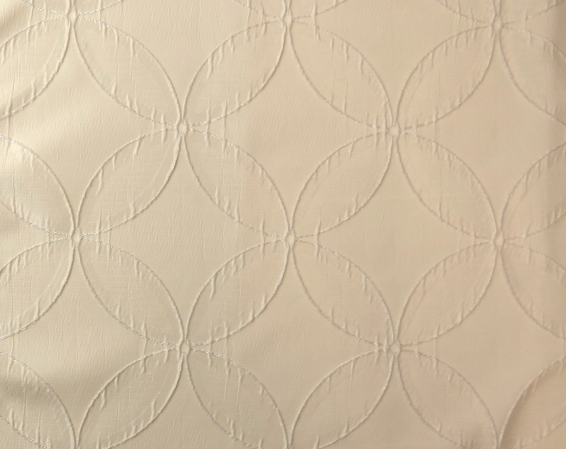 White Flower Circle Satin Brocade Upholstery Fabric