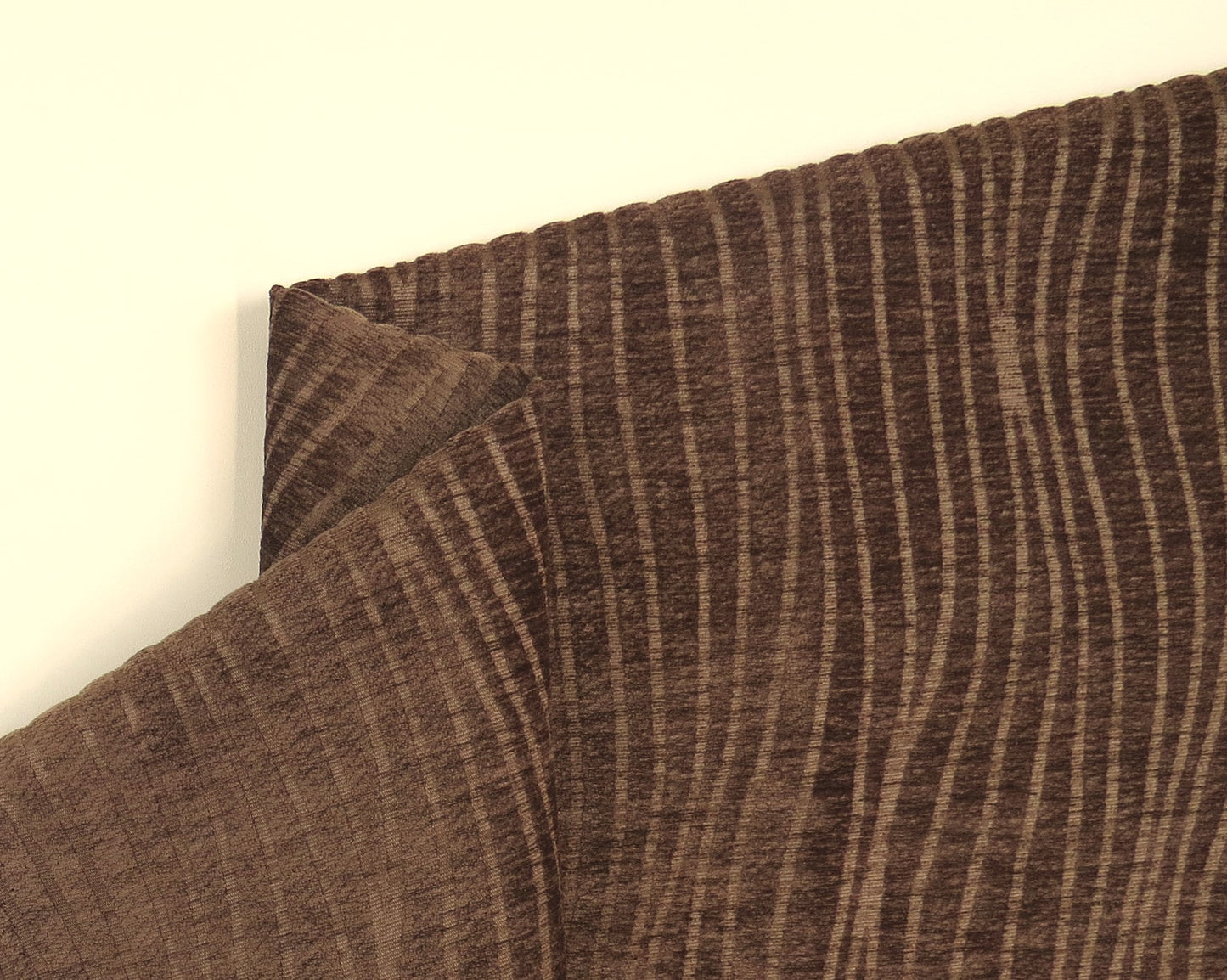 Brown Wave Self Pattern Chenille Upholstery Fabric