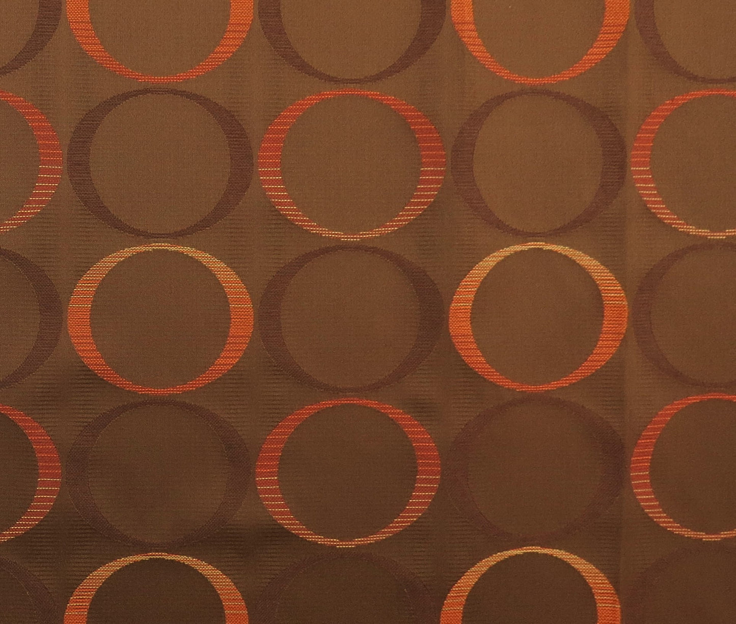 Orange And Brown Rings Brocade Upholstery Fabric - Soft Options upholstery trim