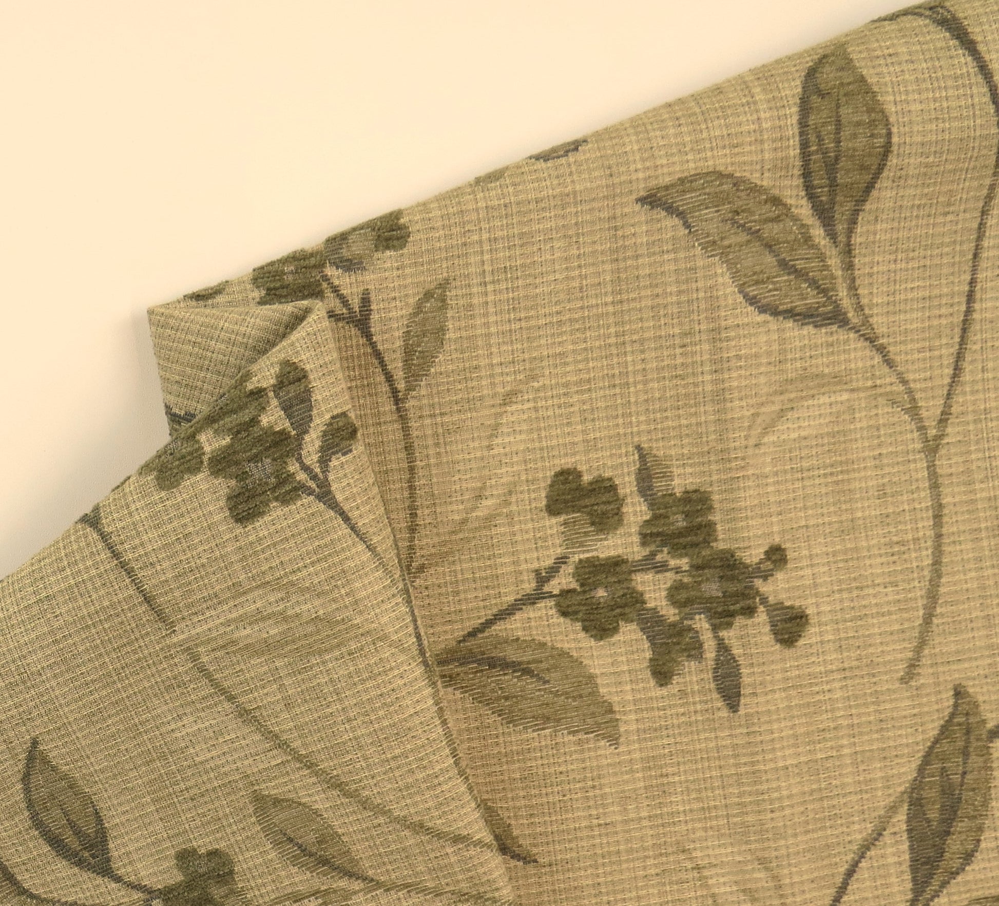 Green Floral Chenille Upholstery Fabric