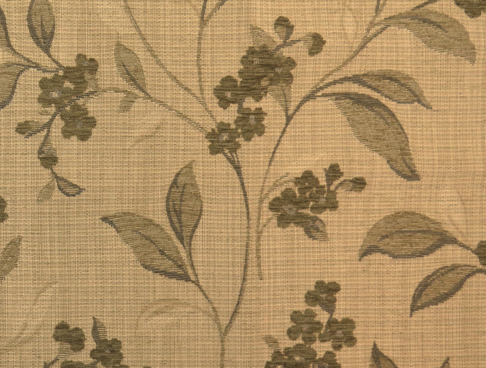 Green Floral Chenille Upholstery Fabric