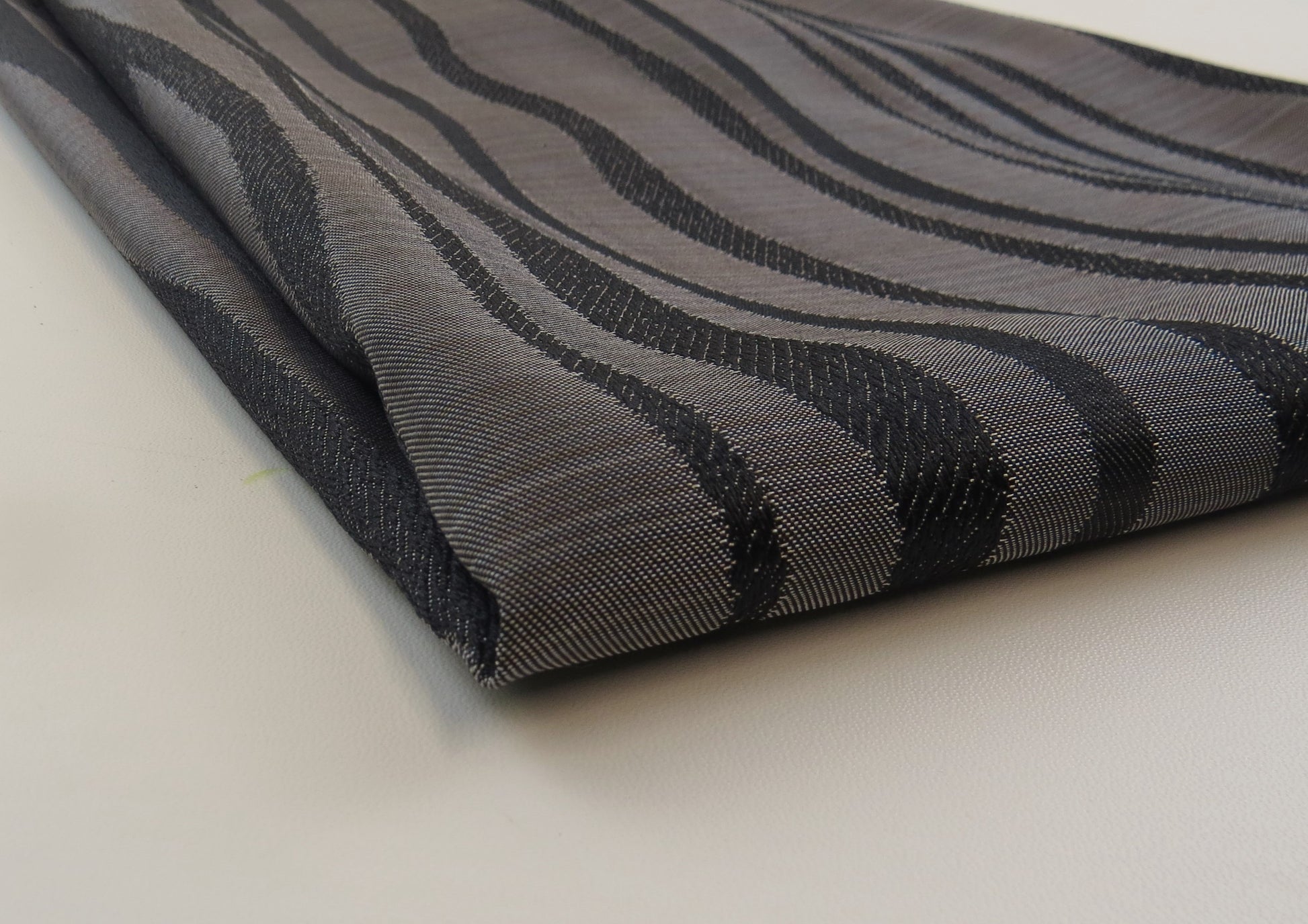 Black And Grey Wave Brocade Upholstery Fabric
