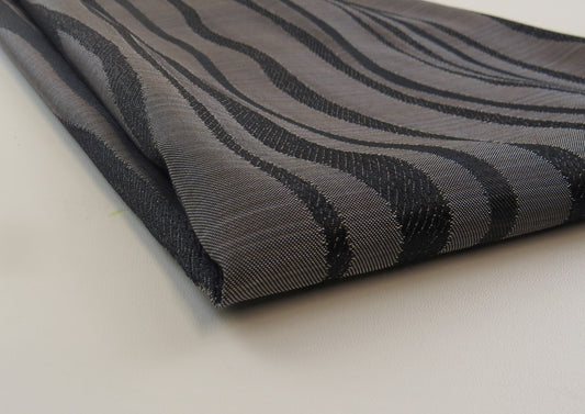 Black And Grey Wave Brocade Upholstery Fabric