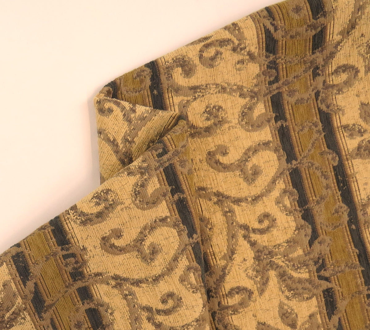 Traditional Natural Stripe Chenille Upholstery Fabric | Soft Options