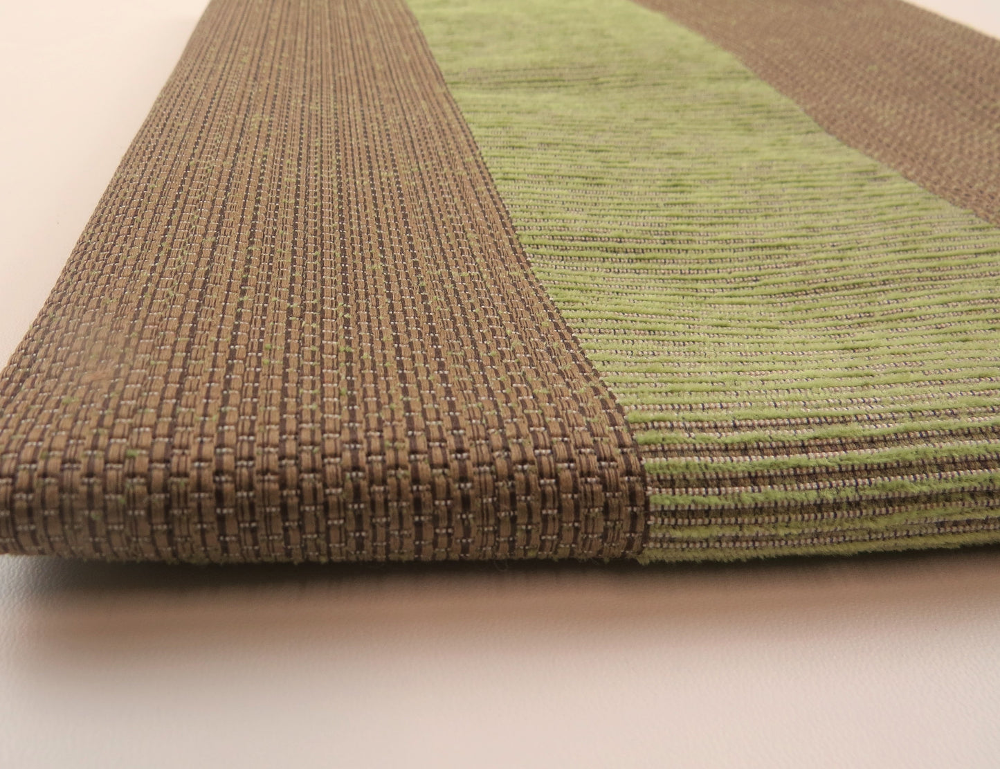Brown And Green Stripe Flat Weave Upholstery Fabric