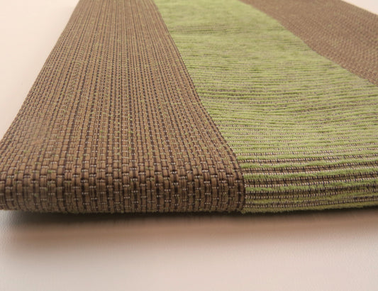 Brown And Green Stripe Flat Weave Upholstery Fabric
