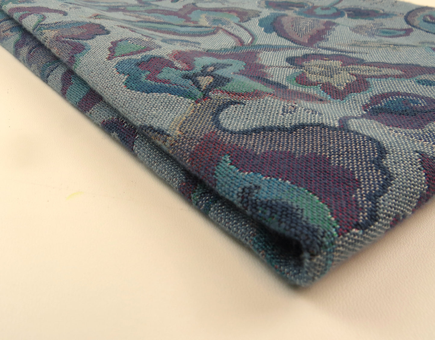 Blue And Purple Floral Flat Weave Upholstery Fabric