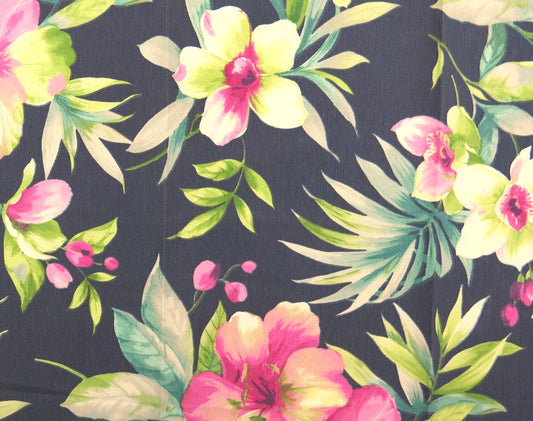 Blue And Pink Floral Cotton Upholstery Fabric - Soft Options upholstery trim