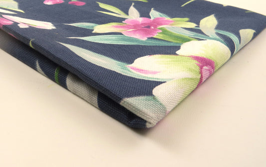 Blue And Pink Floral Cotton Upholstery Fabric
