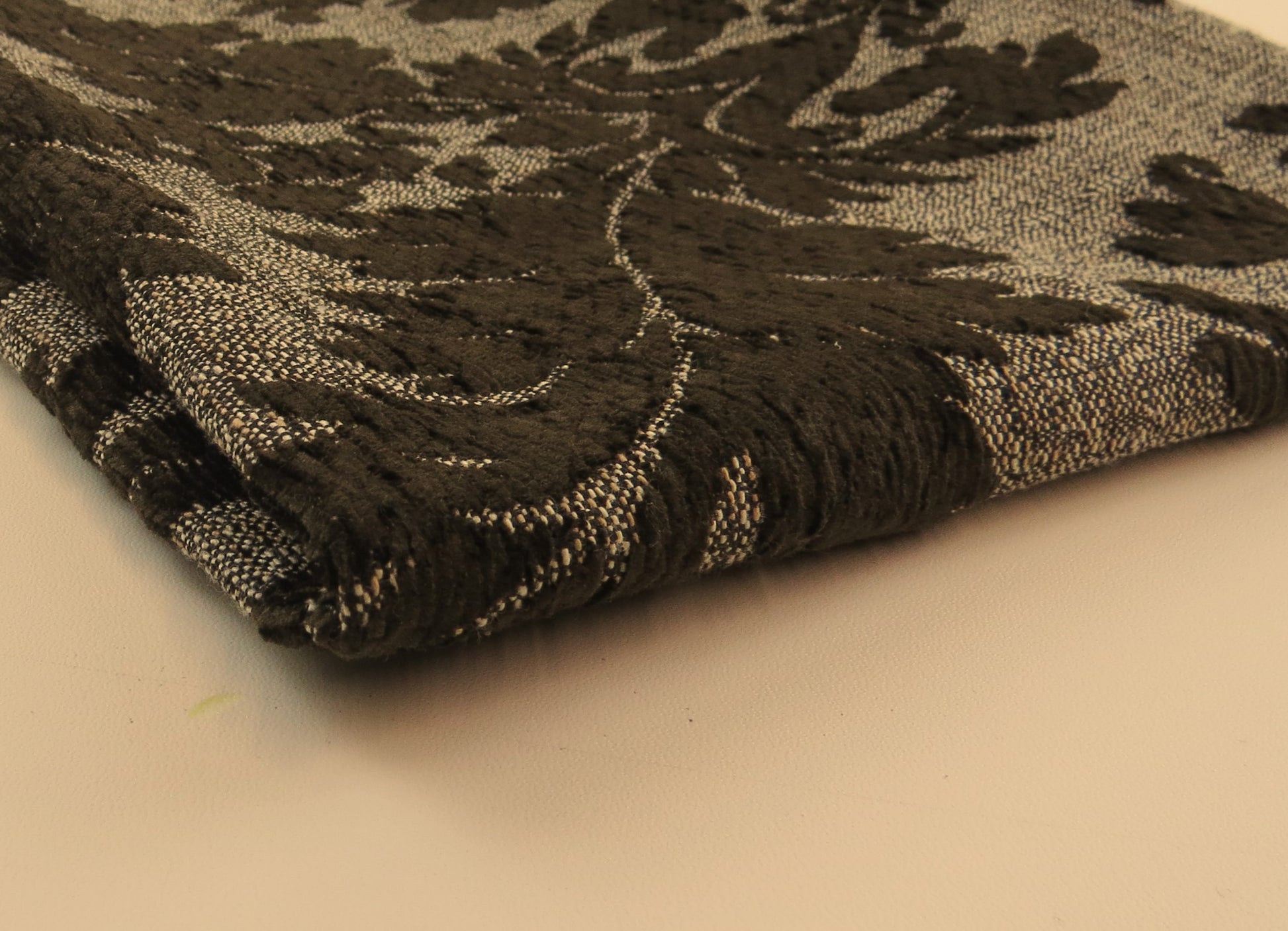Rich Brown Floral Chenille Upholstery Fabric