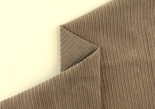 Ribbed Fawn Velvet Upholstery Fabric