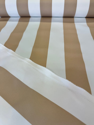 Whitesands Beige Seaside Striped Outdoor Fabric - Soft Options upholstery trim