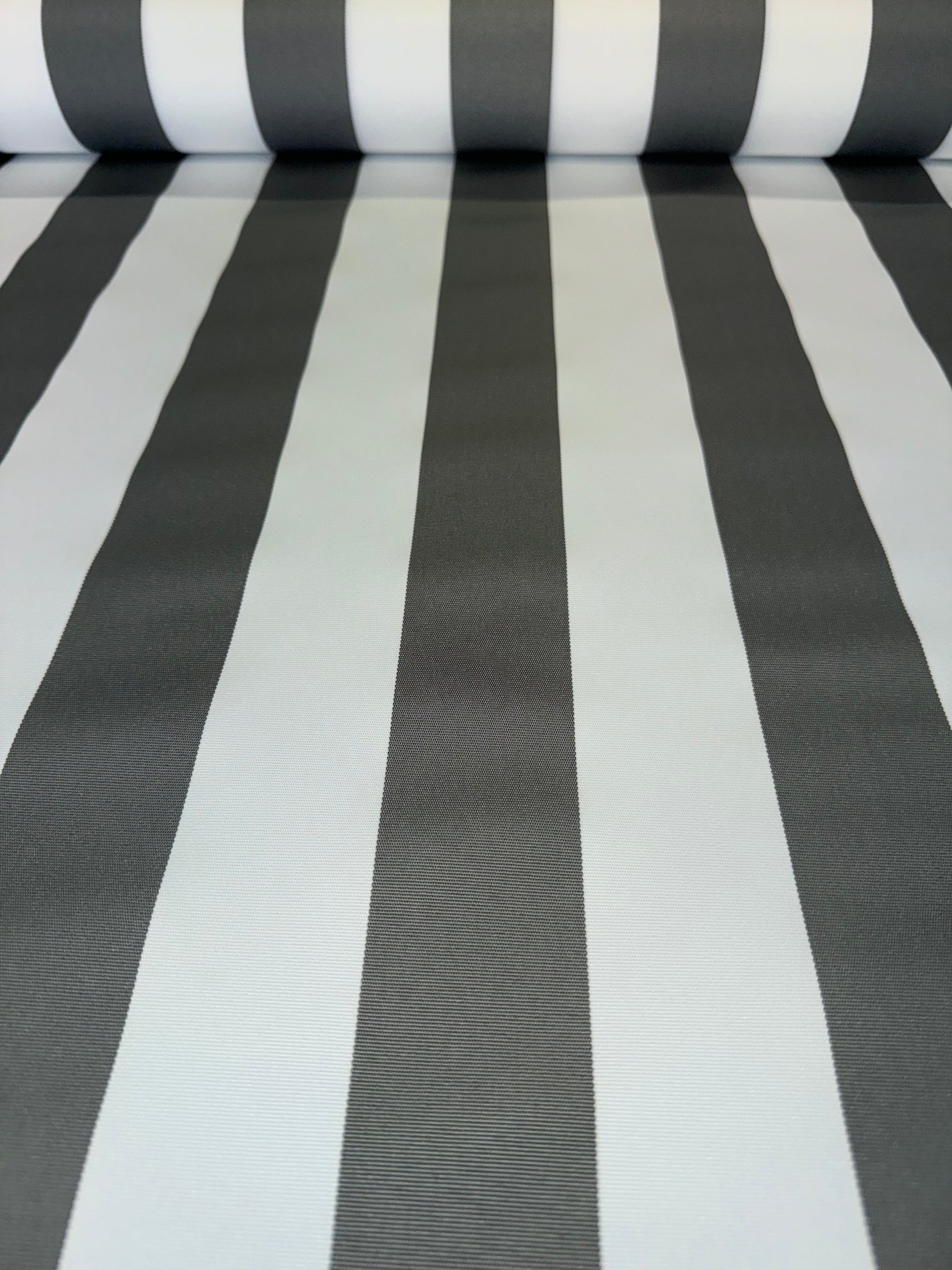 Whitesands Grey Seaside Striped Outdoor Fabric