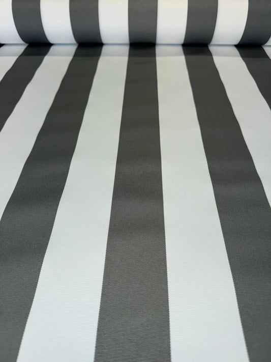 Whitesands Grey Seaside Striped Outdoor Fabric