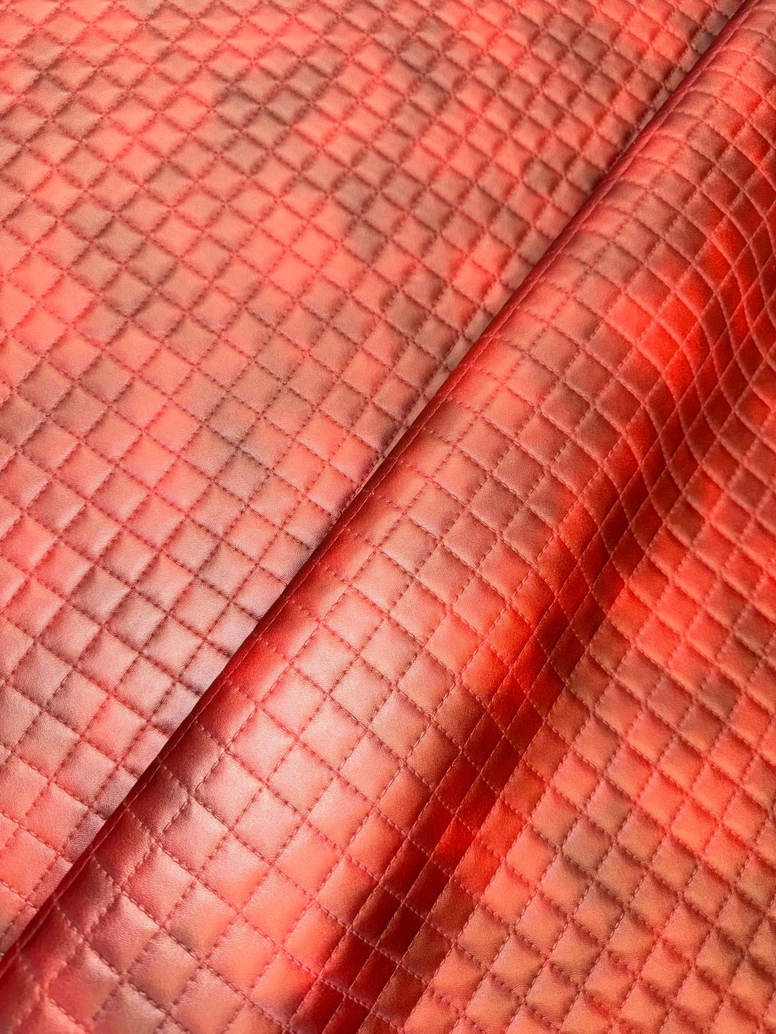 Luxury Diamond Quilted Vinyl - Maroon Marbled