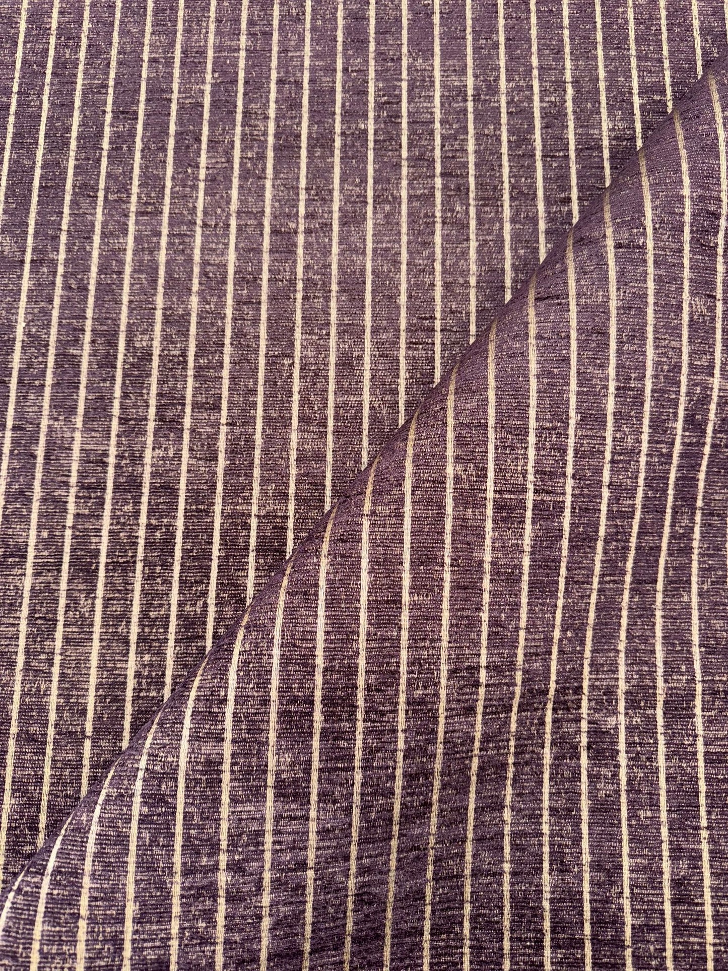 Conway Damson Pin Stripe Chenille Upholstery Fabric