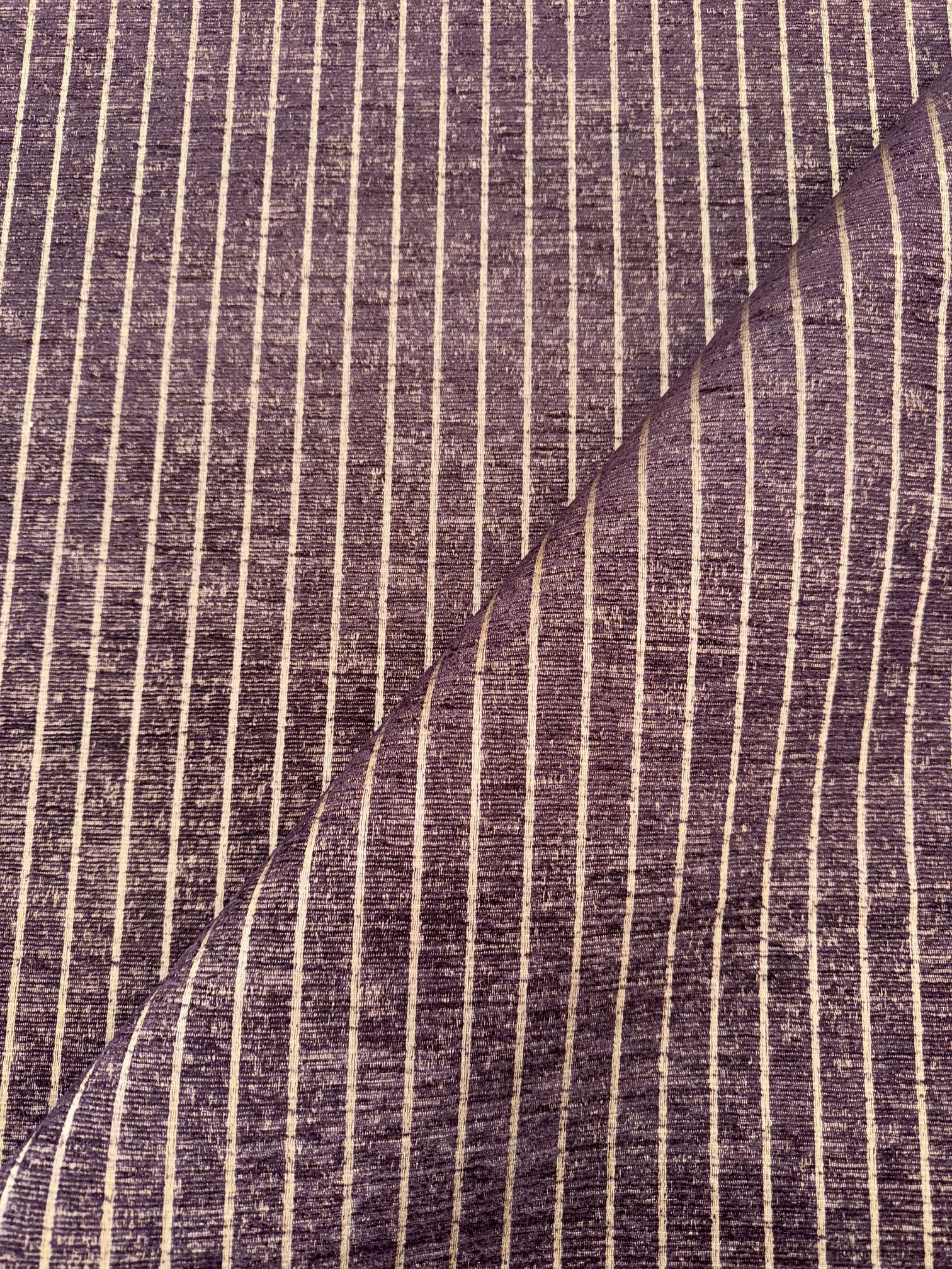 Conway Damson Pin Stripe Chenille Upholstery Fabric