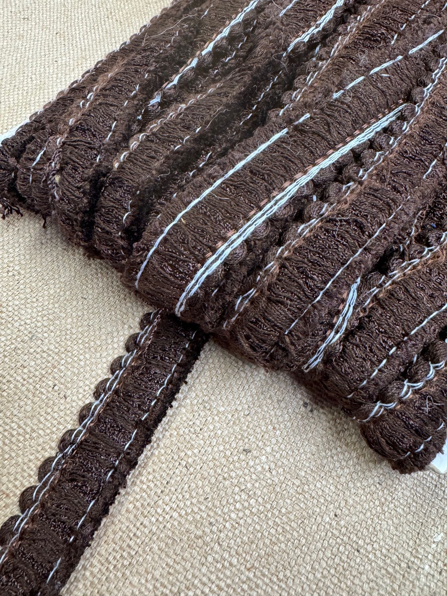 Upholstery Brush Fringe/ Ruche Trim - Coca Brown