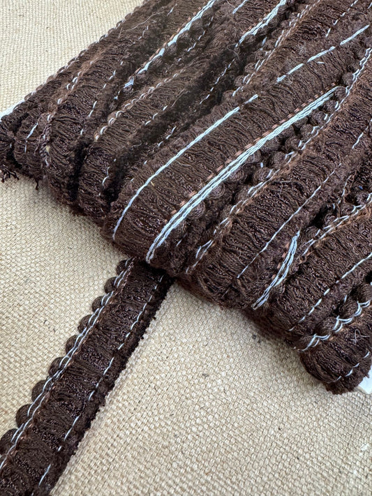 Upholstery Brush Fringe/ Ruche Trim - Coca Brown - Soft Options upholstery trim