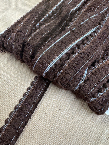 Upholstery Brush Fringe/ Ruche Trim - Coca Brown - Soft Options upholstery trim