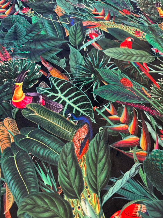 Tropical Sumatra Ebony Printed Velvet Upholstery Fabric - Soft Options upholstery trim