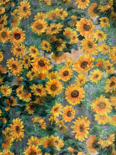 Van Gogh Sunflowers Printed Velvet Upholstery Fabric - Soft Options upholstery trim