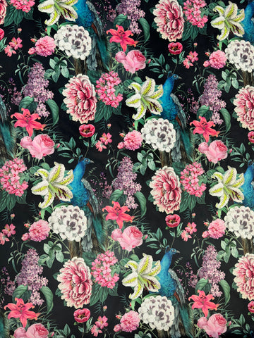 Eden Ebony Peacock Blossom bedruckter Samt-Polsterstoff
