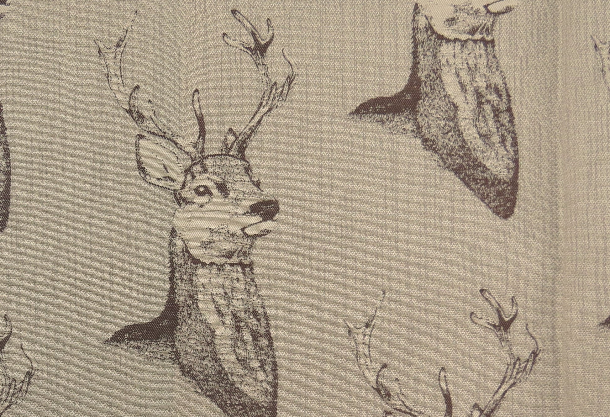Stag Head Flat Weave Upholstery Fabric