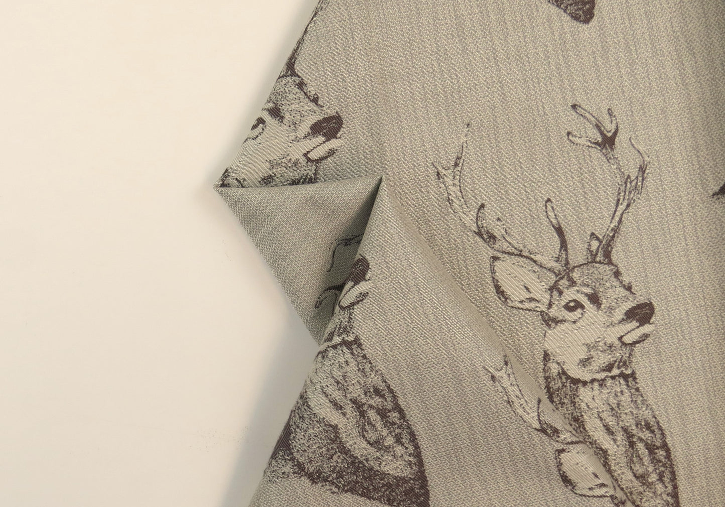 Stag Head Flat Weave Upholstery Fabric