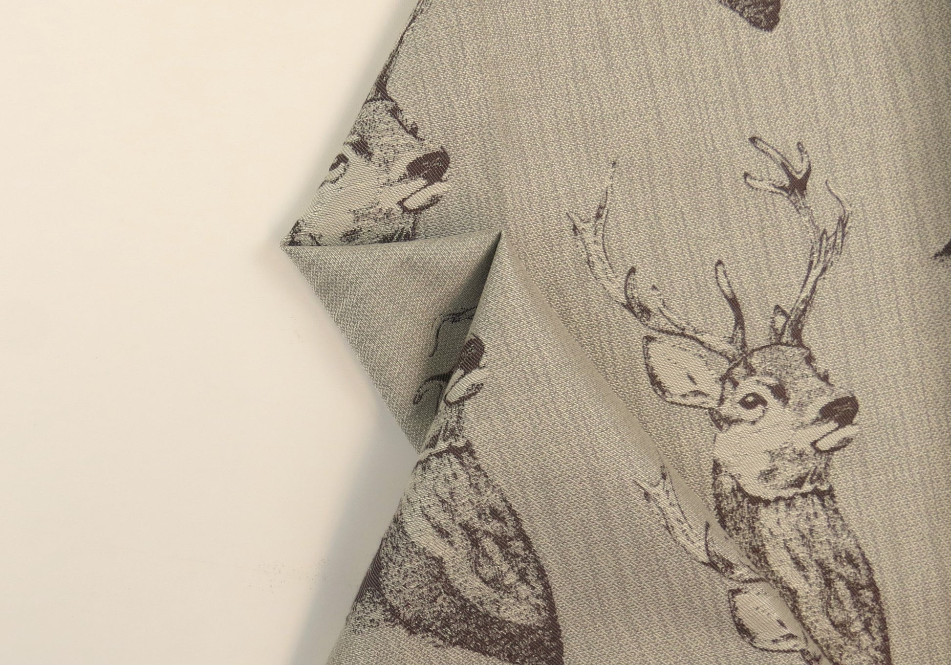 Stag Head Flat Weave Upholstery Fabric