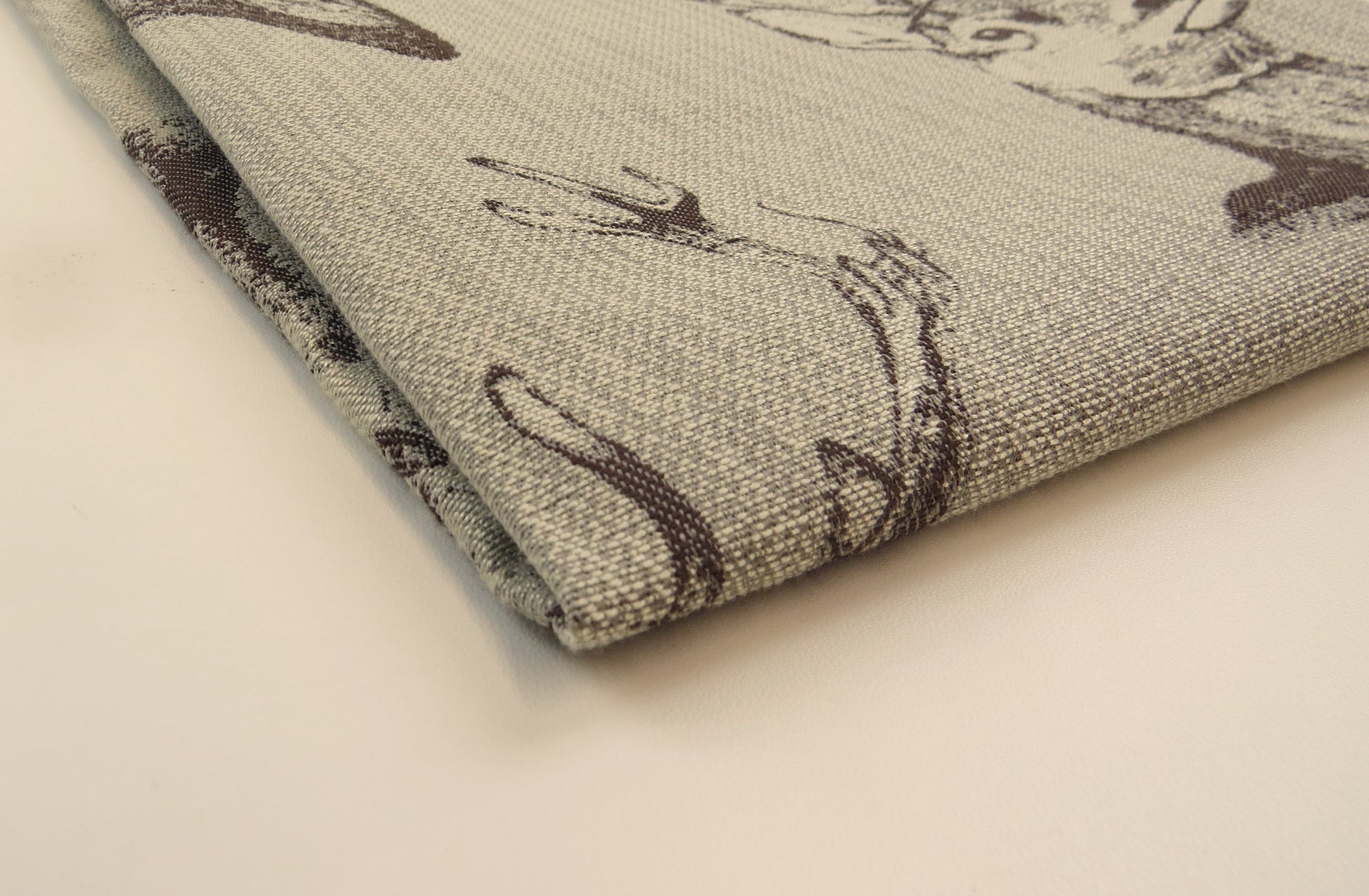 Stag Head Flat Weave Upholstery Fabric