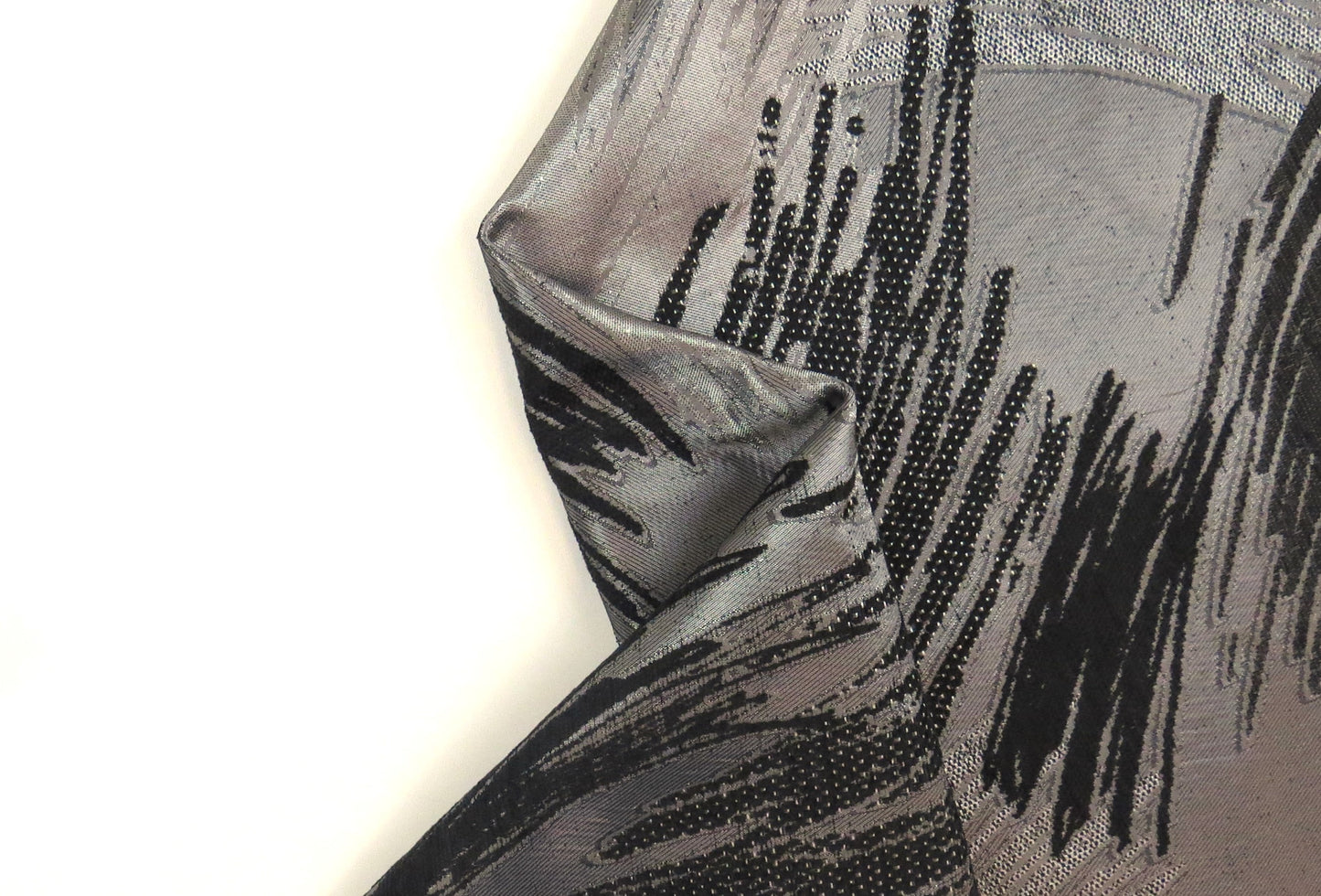 Borders Shadow Steel Brocade Upholstery Fabric
