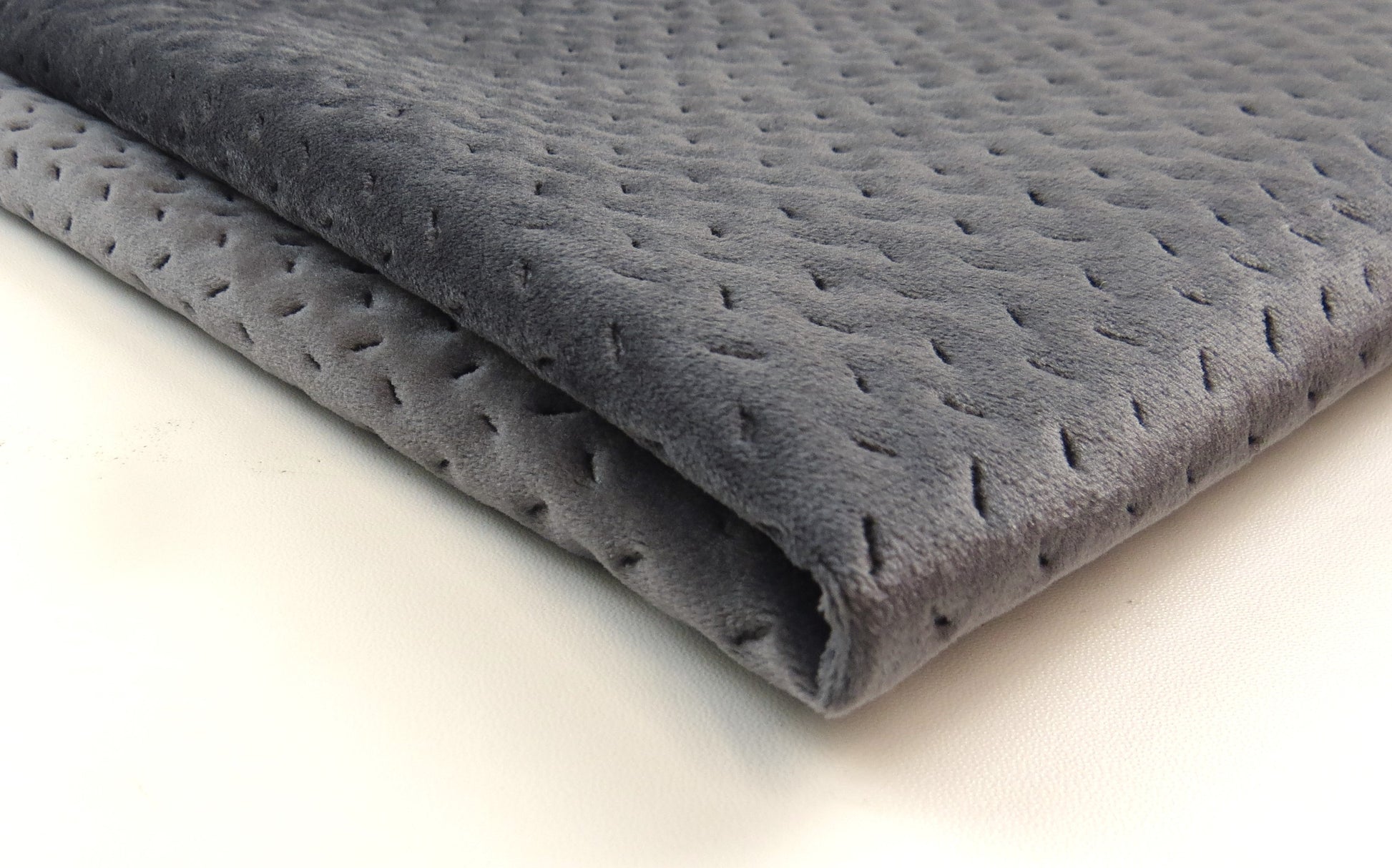 Cascade Grey Quilted Velvet Upholstery Fabric