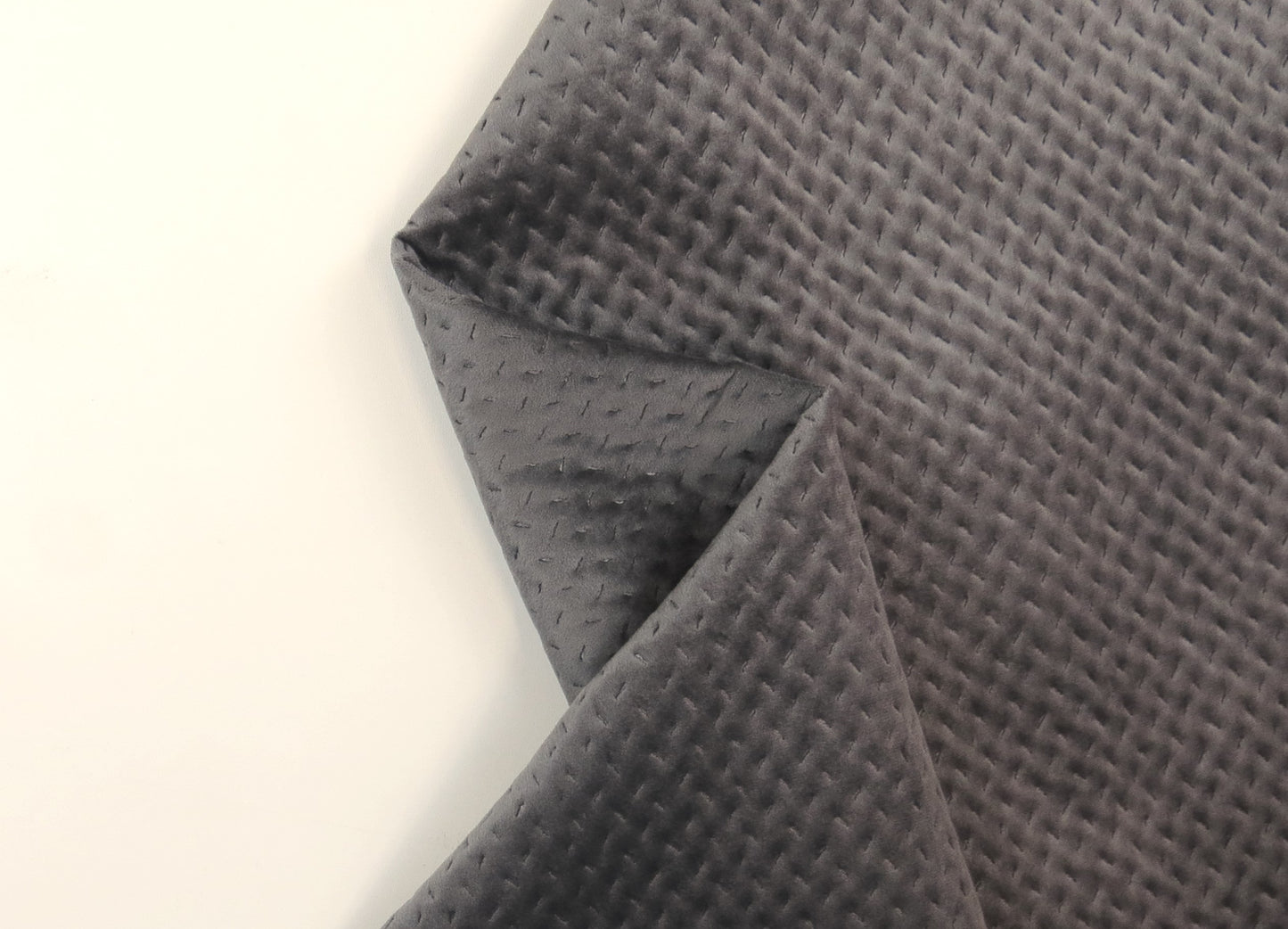 Cascade Grey Quilted Velvet Upholstery Fabric